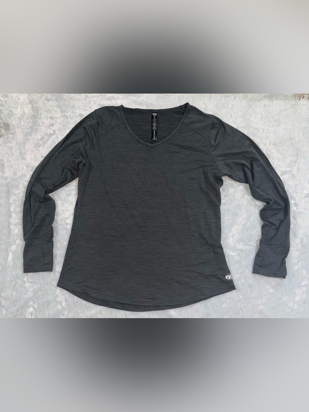 N.Y.L Women's Long Sleeve V-Neck Tee - Dark Gray